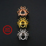 925 Silver Rose Prong Ring Settings, Antiqued Style, DIY Adjustable Ring