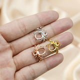 925 Silver Rose Prong Ring Settings, Antiqued Style, DIY Adjustable Ring