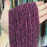 4MM Ruby Faceted Round Natural Stone Beads DIY Jewelry Making
