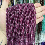 4MM Ruby Faceted Round Natural Stone Beads DIY Jewelry Making