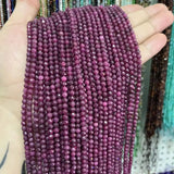 4MM Ruby Faceted Round Natural Stone Beads DIY Jewelry Making