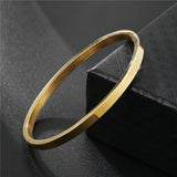 Stainless Steel Charm Bangle Couple Bracelet