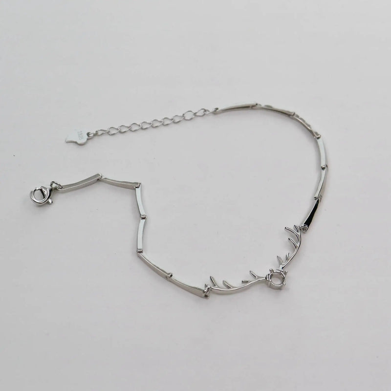 4MM Solid 925 Sterling Silver Rose Round 4 Prongs Deer Horn