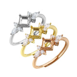 Vintage Style 925 Silver Square Ring Setting for Gemstone