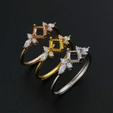Vintage Style 925 Silver Square Ring Setting for Gemstone