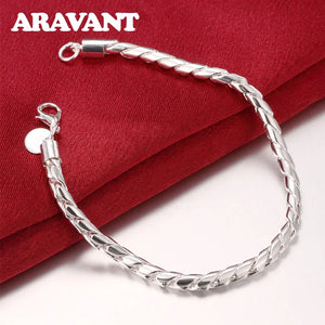 Silver 925 Twist Chains Bracelet for Women