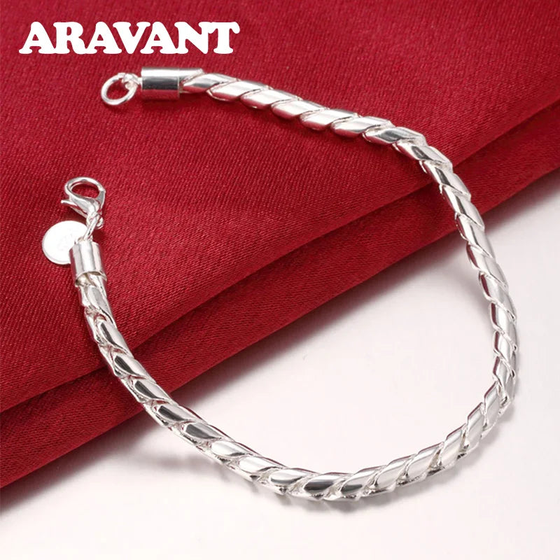 Silver 925 Twist Chains Bracelet for Women