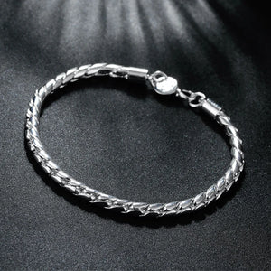 Silver 925 Twist Chains Bracelet for Women