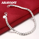Silver 925 Twist Chains Bracelet for Women