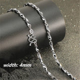Silver 925 Men's Chain Necklace 4MM Width Jewelry Choker Boyfriend Gift