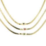 Herringbone Chain CZ Evil Eye Choker Necklace Women Jewelry
