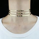 Herringbone Chain CZ Evil Eye Choker Necklace Women Jewelry