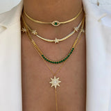Herringbone Chain CZ Evil Eye Choker Necklace Women Jewelry