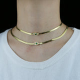 Herringbone Chain CZ Evil Eye Choker Necklace Women Jewelry