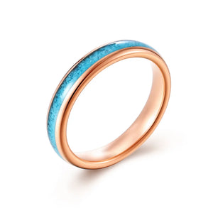 Tungsten Steel Turquoise Broken Stones Ring for Wedding Anniversary