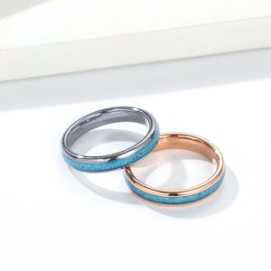 Tungsten Steel Turquoise Broken Stones Ring for Wedding Anniversary