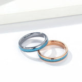 Tungsten Steel Turquoise Broken Stones Ring for Wedding Anniversary