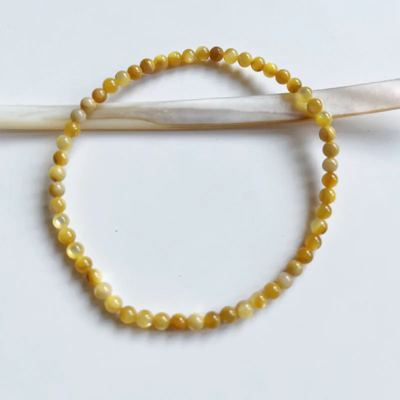 Yellow Sea Shell Bracelet Natural Stone Energy Hand Row Gemstone