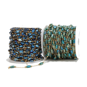 4MM Glass Beads Chain for Jewelry Making, Stainless Steel Link Chain in Bulk