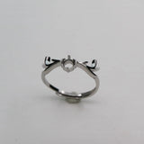 4MM Silver Rose CZ Deer Horn Prong Bezel 925 Silver Ring