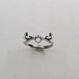4MM Silver Rose CZ Deer Horn Prong Bezel 925 Silver Ring