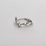 4MM Silver Rose CZ Deer Horn Prong Bezel 925 Silver Ring