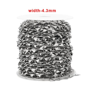 4MM Stainless Steel Chains Necklace with Heart Charm Link