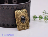 4PC 32X22MM Antique Brass Turquoise Flower Saddle Belt Conchos