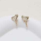 Dainty Heart Ear Studs Earrings 14k Plated Brass DIY Jewelry Findings