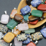 4PC Natural Stone Pendants Rose Quartz Agate Healing Crystals
