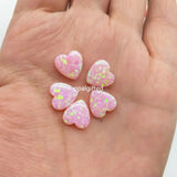 4PC Synthetic Opal Heart Gems for Necklace Blue/Pink/White 10mm side hole