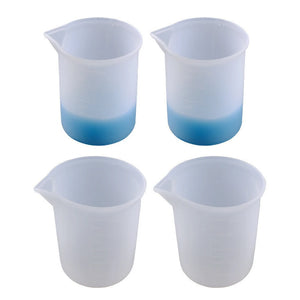 4PCS 100ML Silicone Measuring Cup Clear Scale Epoxy Split Cup for Resin Crafts