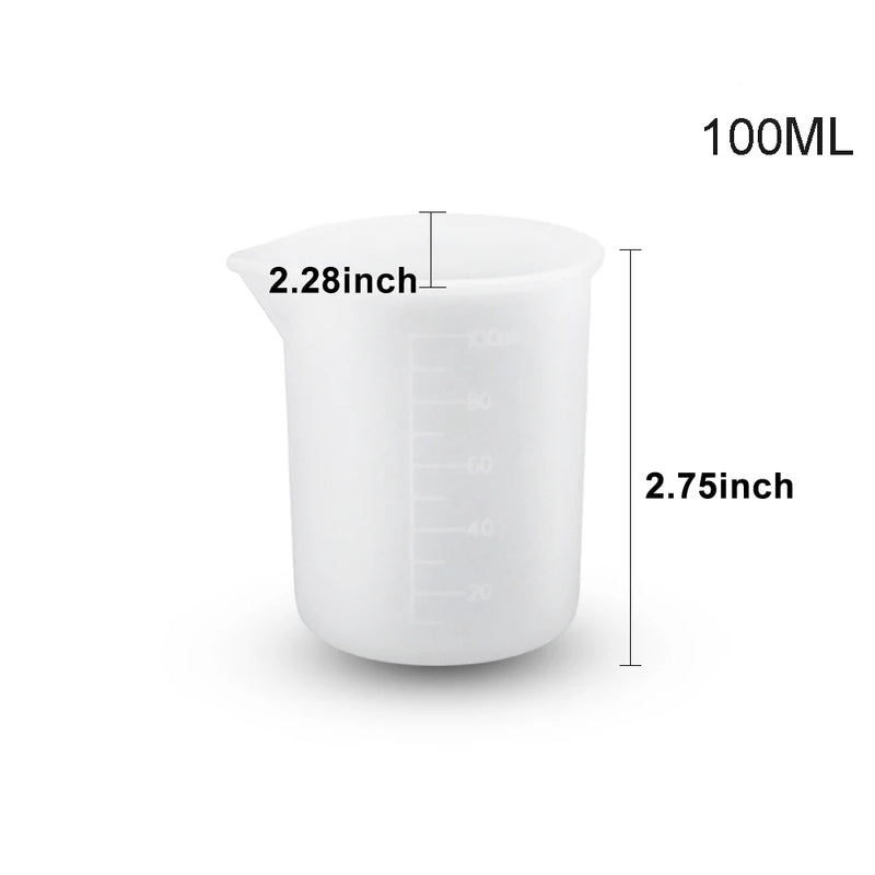 4PCS 100ML Silicone Measuring Cup Clear Scale Epoxy Split Cup for Resin Crafts