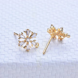 4PCS 10MM 14K Brass Zircon Snowflake Stud Earrings DIY Jewelry Findings