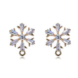 4PCS 10MM 14K Brass Zircon Snowflake Stud Earrings DIY Jewelry Findings
