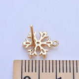 4PCS 10MM 14K Brass Zircon Snowflake Stud Earrings DIY Jewelry Findings