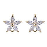 4PCS 10MM Zircon Flowers Stud Earrings 14K Plated DIY Jewelry Findings