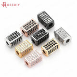 4PCS 10x6x6MM Brass Cuboid Spacer Beads