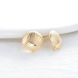 4PCS 11*11.5MM 14K Plated Shell Shape Stud Earrings