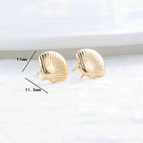 4PCS 11*11.5MM 14K Plated Shell Shape Stud Earrings