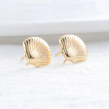 4PCS 11*11.5MM 14K Plated Shell Shape Stud Earrings