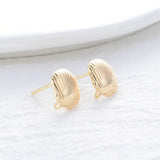 4PCS 11*11.5MM 14K Plated Shell Shape Stud Earrings