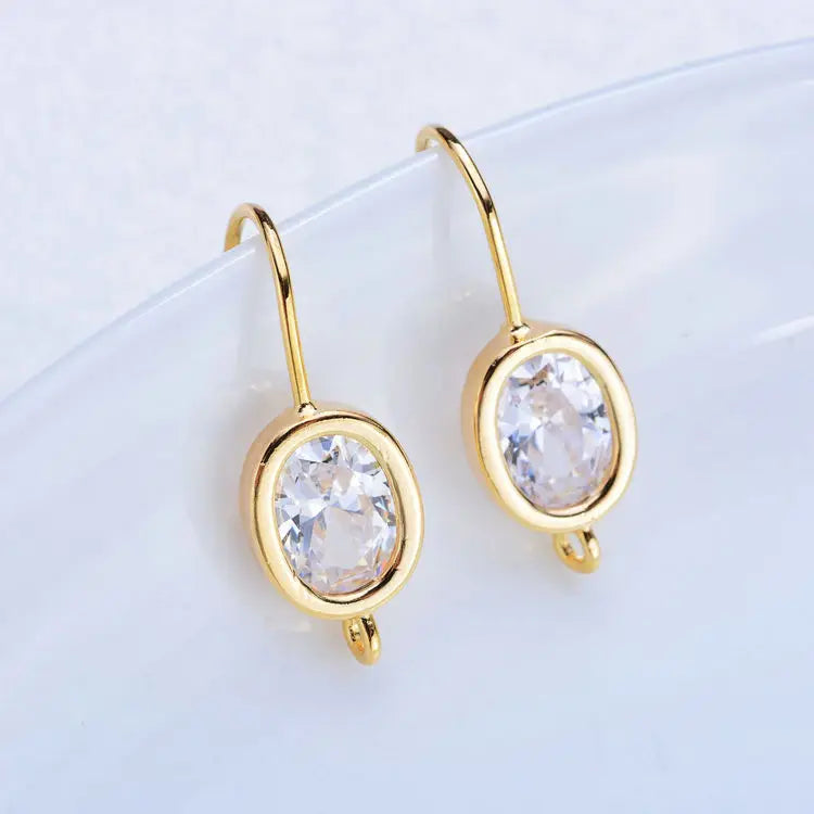 4PCS 12*25MM 14K Brass Zircon Earrings Hooks Jewelry Making Supplies