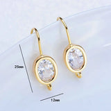 4PCS 12*25MM 14K Brass Zircon Earrings Hooks Jewelry Making Supplies