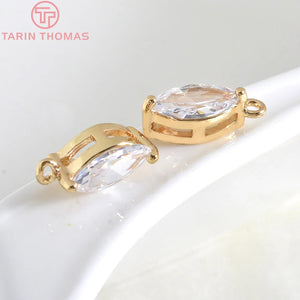 4PCS 12x5MM 24K Champagne Plated Brass Zircon Horse Eye Shape Charms Pendants