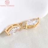 4PCS 12x5MM 24K Champagne Plated Brass Zircon Horse Eye Shape Charms Pendants