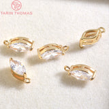 4PCS 12x5MM 24K Champagne Plated Brass Zircon Horse Eye Shape Charms Pendants