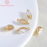 4PCS 12x5MM 24K Champagne Plated Brass Zircon Horse Eye Shape Charms Pendants