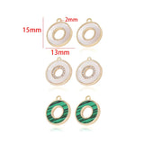 4PCS 13x15MM 24K Round Shell Pendant Charms For Jewelry Making