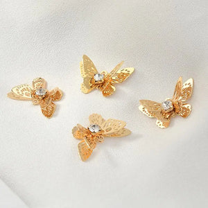 4PCS 14K Plated Zircon Butterfly Charms Pendants DIY Jewelry Making